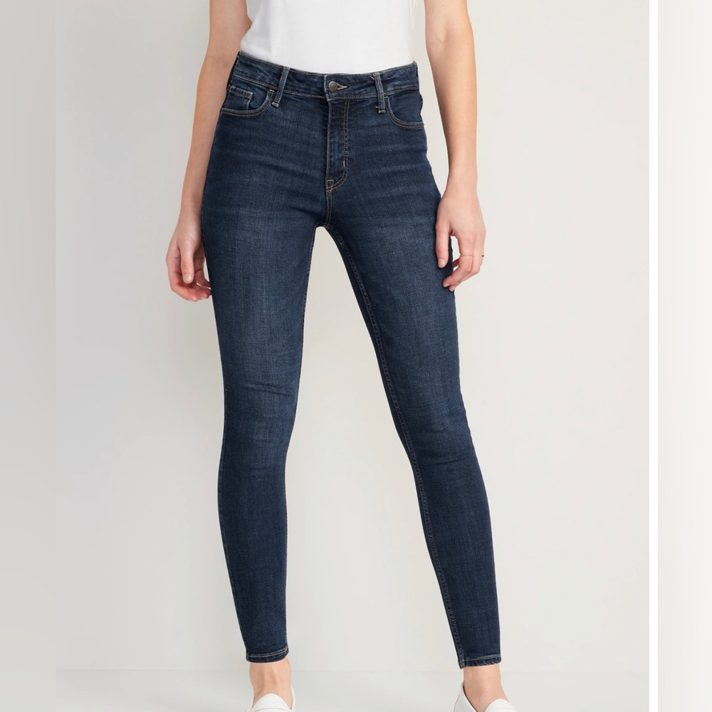 OLD NAVY High-Waisted Rockstar Super-Skinny Jeans Dark Blue Sz 12 NWT NEW
